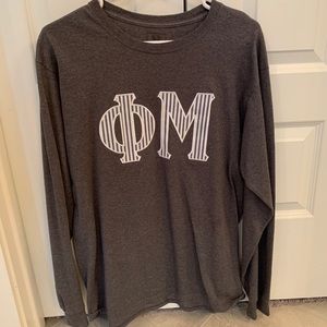 Phi Mu long sleeve seersucker embroidered letters